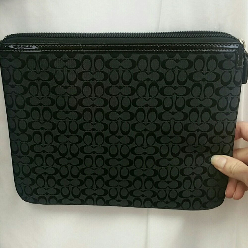 Coach black logo padded tablet case